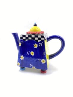 design Theepot blauw/bloemen Kunst en Kadootjes