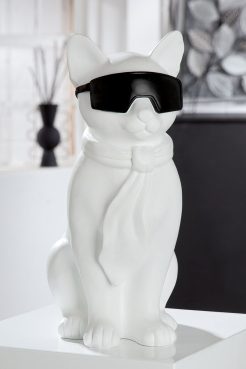 Zittende Witte Kat Figurine "Hero Cat"