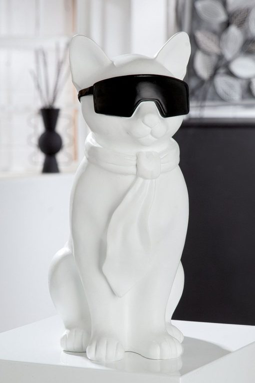 Zittende Witte Kat Figurine "Hero Cat"