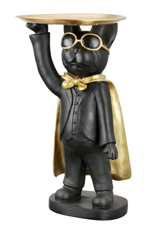 Zwarte Hond Figurine "Hero Dog" met schaaltje
