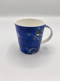 Blauw Mok met muzieknoten en vogels