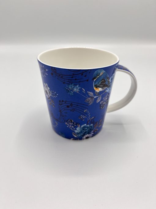Blauw Mok met muzieknoten en vogels