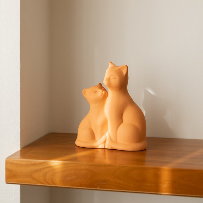 Handgemaakte Terracotta Slapende Kat - Weerbestendige Tuin- En Woondecoratie