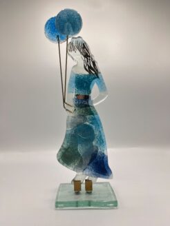 Glazen Meisje met Ballon - Vuur Blauw