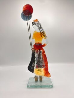 Glazen Meisje met Ballon - Rood en Zwart