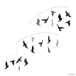 Mobilé vogelzwerm "zwarte zon" (50x40)