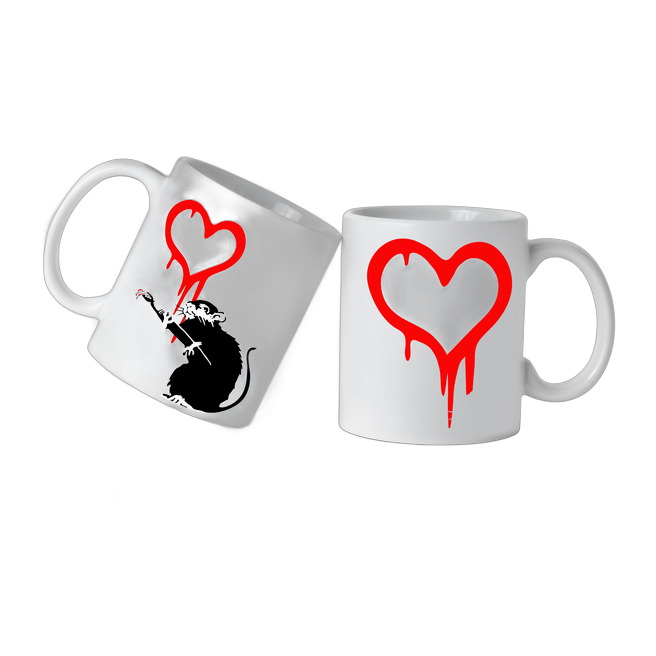 Banksy Keramische Mok 325ml – Love rat