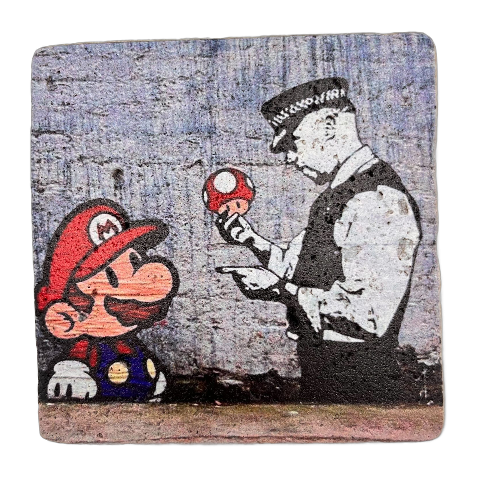 Banksy Tegel ‘Mario and Cop’