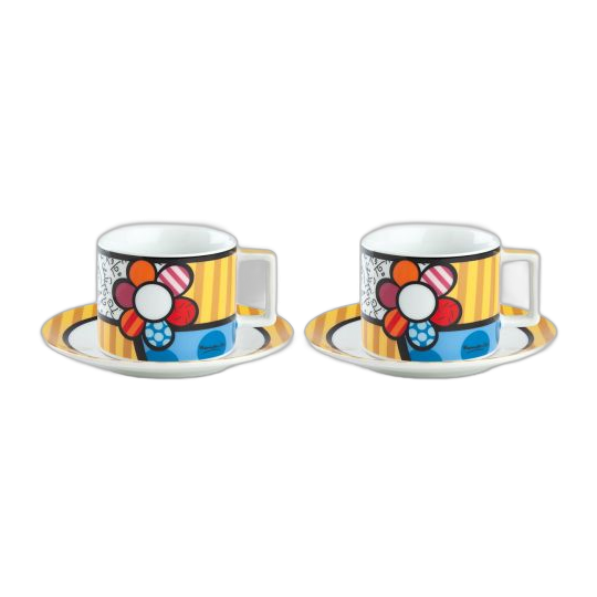 Britto Cappuccino Kopjes set “Bloem”