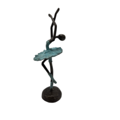 Bronzen beeld ballerina – kunstzinnig vrouwfiguur met turquoise details (25 cm)