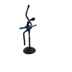 Bronzen beeld ballerina – vrouwfiguur in danshouding met blauw patina (20 cm)