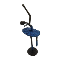 Bronzen beeld ballerina – vrouwfiguur in danshouding met blauw patina (25 cm)