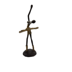 Bronzen beeld ballerina – vrouwfiguur in danshouding met oker patina (20 cm)