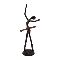 Bronzen beeld ballerina – vrouwfiguur in danshouding met roodbruin patina (25 cm)