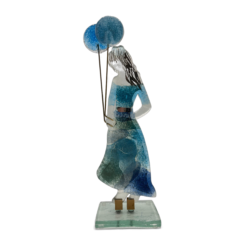 Efrosini - Glazen Meisje met Ballon – Vuur Blauw