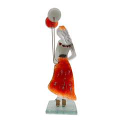 Efrosini - Glazen Meisje met Ballon – Wit en Rood