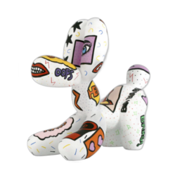 Juliarte - Balloon Dog Fetch – White Pat-Pop