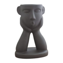 Keramische Vaas met Gezicht (Zwart)