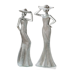 Lady Figurine set “Diva – handen op haar hoed”