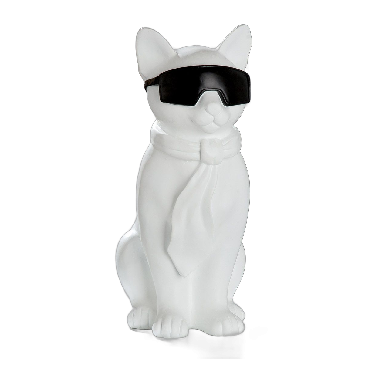 Zittende Witte Kat Figurine “Hero Cat”