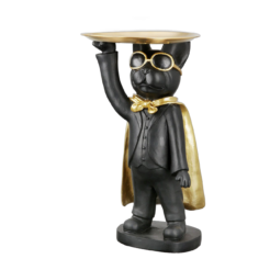 Zwarte Hond Figurine “Hero Dog” met schaaltje