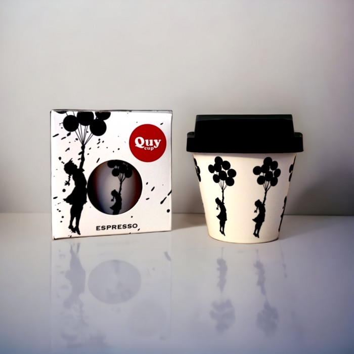 Banksy Espressokopje in RPET 90 ml - Flying Balloons Girl