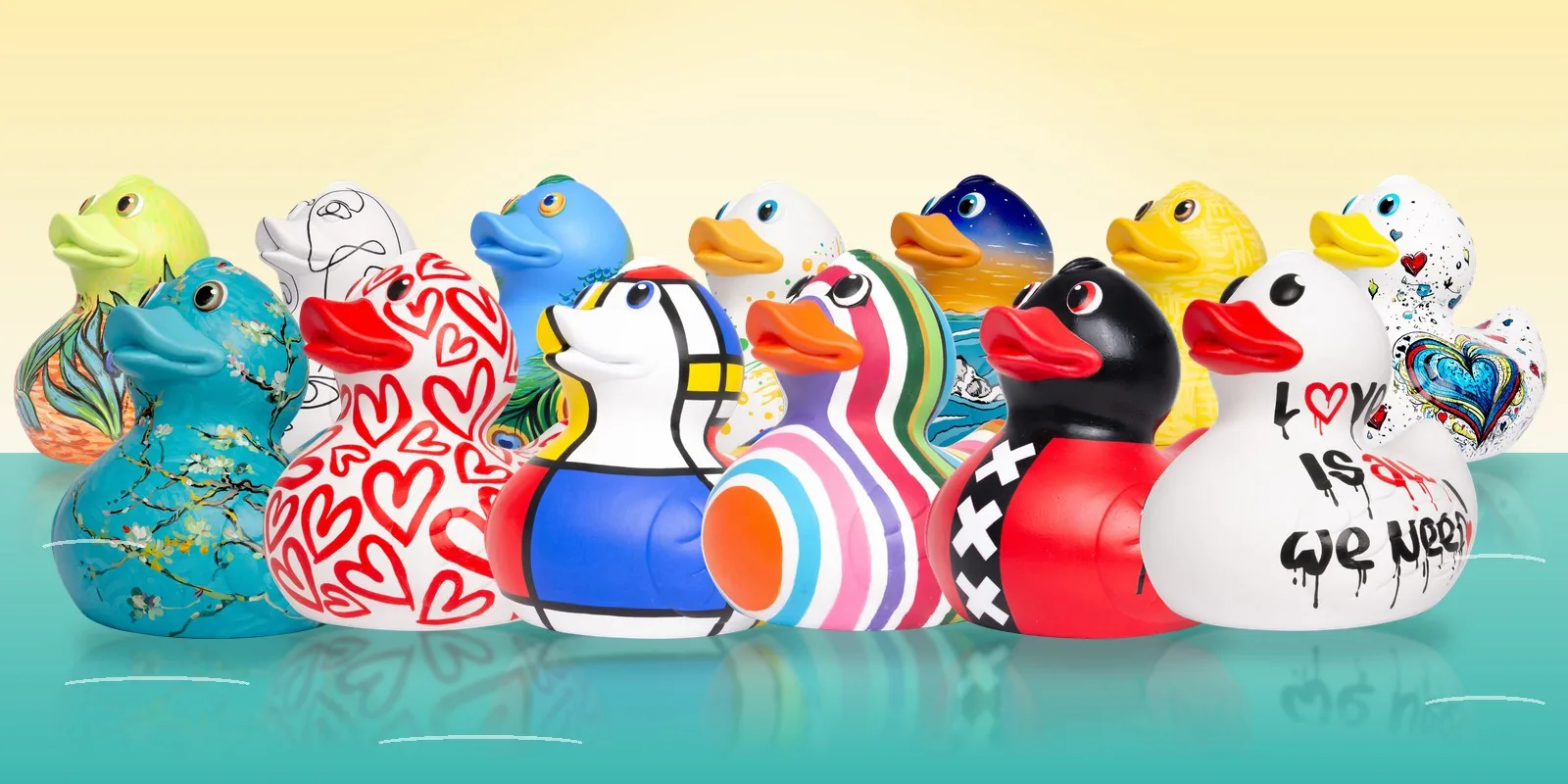 Duck Parade: handbeschilderde kunsteenden van Mondriaan tot Van Gogh